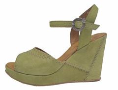 Felmini damesandaler, damesko med kileh�l, gr�n