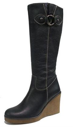 Kmb wedge boot, black w/ring
