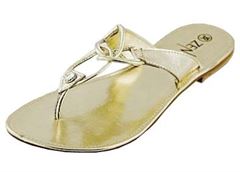 Zento slipper w/stone, gold
