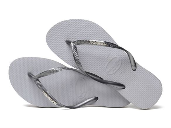 Havaianas Slim Logo Metallic grå/sølv, klip-klap (flip-flop) Billede af Havaianas Slim Logo Metallic grå/sølv, klip-klap (flip-flop)